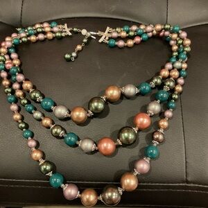 Multi color “Peacock” pearl vintage costume jewelry